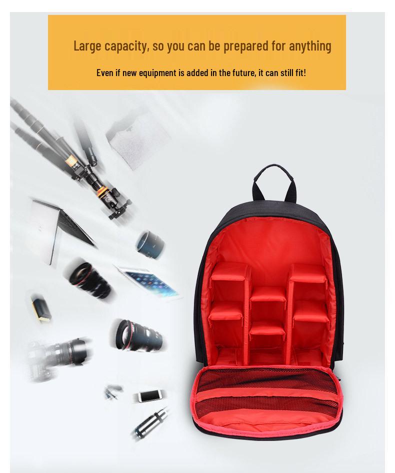 Waterproof, Wear-resistant DSLR Camera Backpack with Layered Lens Storage