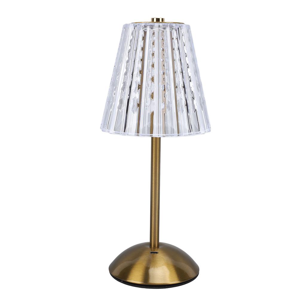 LED Cordless Crystal Table Lamp Stepless Dimmable 3 Color Temperature Touch Control USB Rechargeable