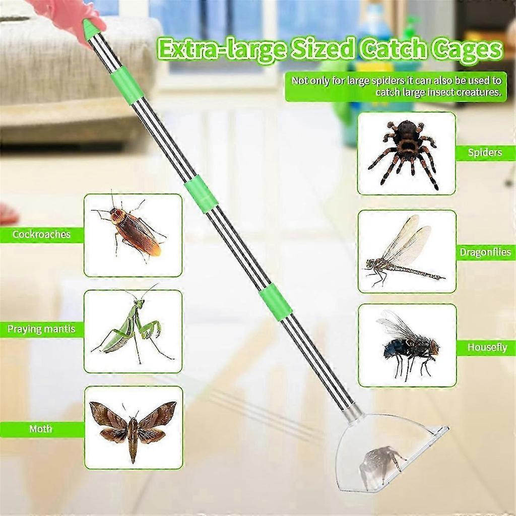 Spider and Insect Catcher - 32inch Adjustable Long-Handled Spider Catcher and Release, Contactless Catch Insects