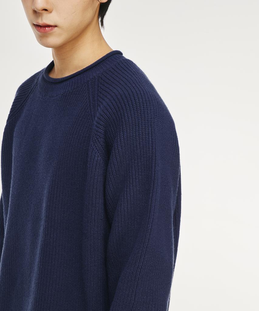 SIGNATURE Raglan Rolling Crewneck Knit [Navy]