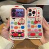 Цветное яблоко для apple 16promax кремовое мультяшный чехол для телефона iphone15 противоударный 13 креативный 12 высокий