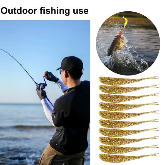 10 шт. 7,5 см Мягкая приманка Двойные раздвоенные хвосты Реалистичная Гибкая Длинная Цветная Пресноводная Морская вода Универсальная Искусственная Рыболовная приманка Свимбейт