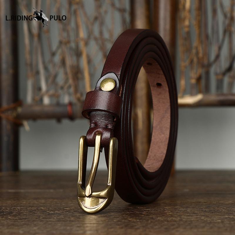 Женский тонкий ремень Медная пряжка в форме туфли с курткой Женский из чистой коровьей кожи Ретро Модный тренд Узкий ремень