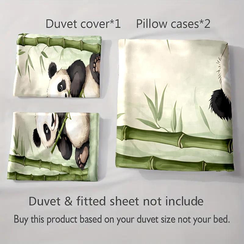 Panda bamboo design. Bedding Duvet cover sets Duvet covers Pillowcases gifts (1 * Duvet Cover 2 * Pillowcases, without duvet insert)