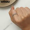 WOSTU Кольцо из стерлингового серебра 925 пробы с сердцем и сердцем для женщин, винтажное s925, европейское винтажное кольцо с выдолбленным звеном цепи, подарок на вечеринку