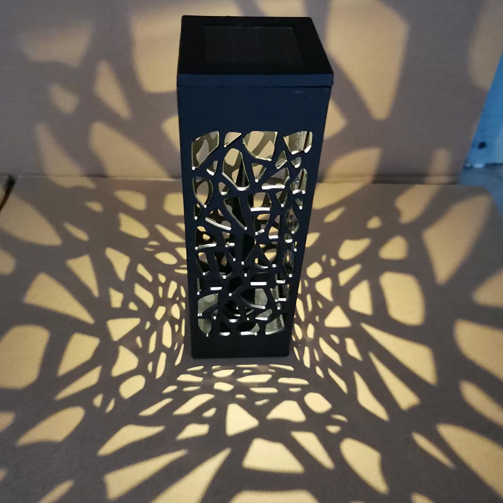 Солнечные садовые заземляющие фонари, полые квадратные солнечные водонепроницаемые газонные фонари, уличные пейзажные садовые парковые фонари для кемпинга