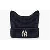 Б/у Черная вязаная шапка New York Yankees KOREA с ушками кошки Весна/Лето Черная
