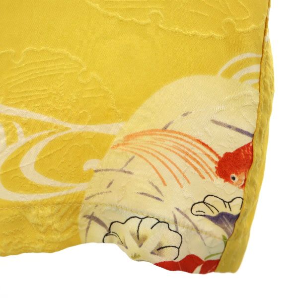 MAKANALEI Рубашка Алоха с коротким рукавом с рисунком золотой рыбки S Желтая Отложной воротник Мужская Б/у