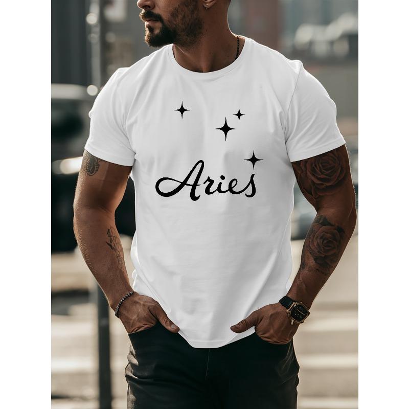 Европейский размер Мужские летние футболки с коротким рукавом Aries, Модные и трендовые мужские лонгсливы с принтом, Весенние и летние топы с круглым вырезом