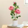 Artificial Rose Flowers Bonsai Fake Plant Potted Ornaments For Home Room Desktop Decoration Wedding Party Garden Floral Decors
