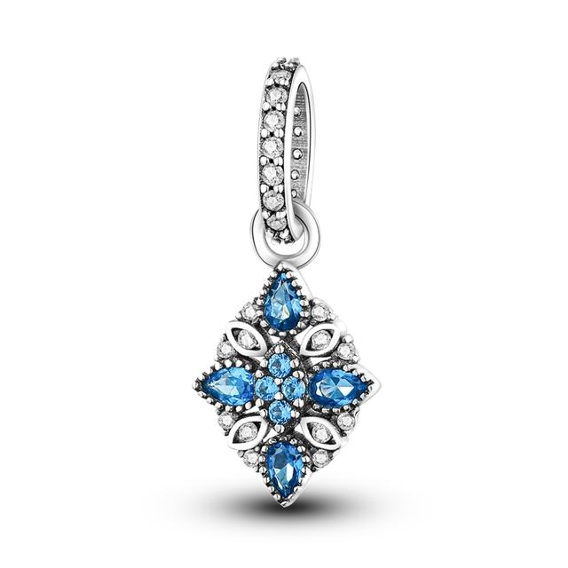 Ocean Blue Cz Бусина 925 Серебро Морская Черепаха Земляная Сова Шарм Подходит для нового браслета Летняя серия Ожерелье с подвеской