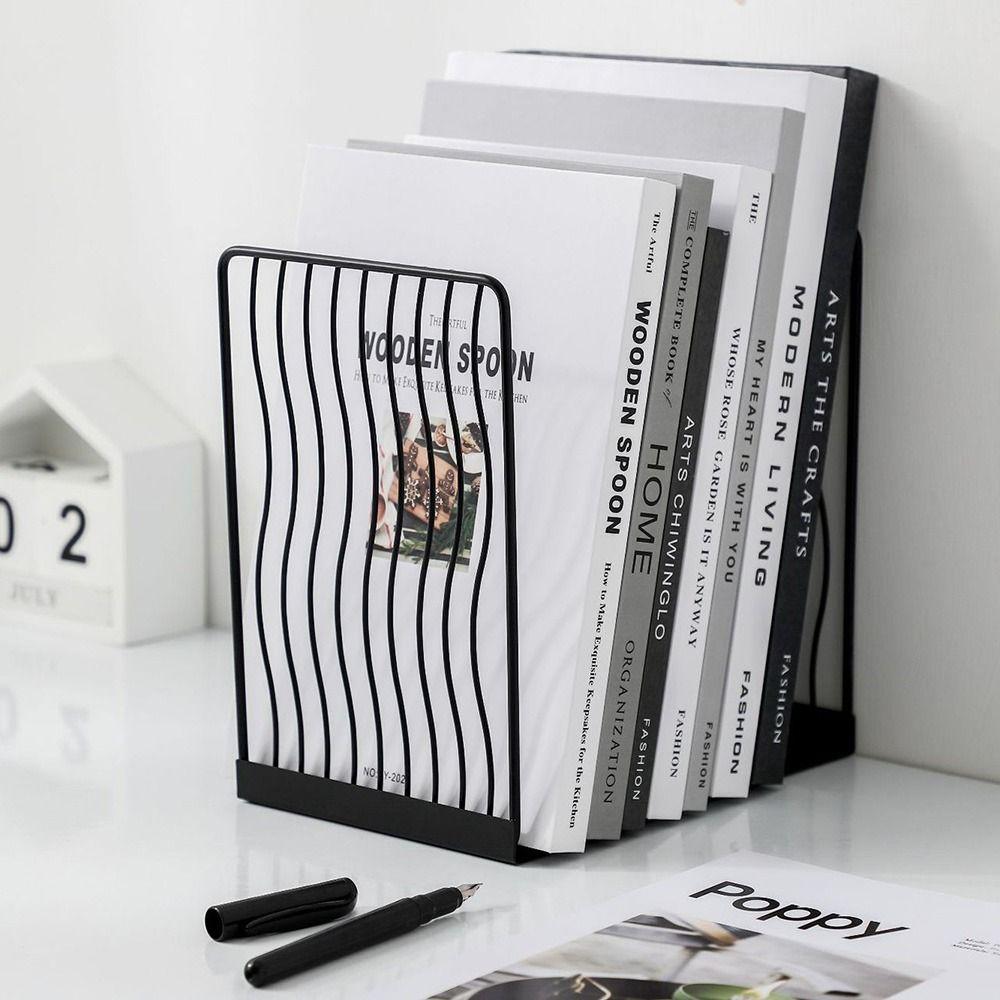 Hollow Simple Book Stand Anti-slip Desktop Bookshelf Nordic Style Document Holder Newspapers