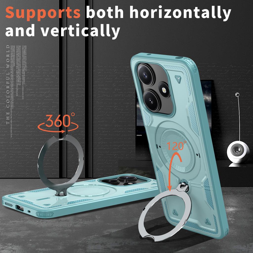 For Xiaomi Poco M6 Pro 5G/Redmi 12 5G (Global) Case Compatible with MagSafe Military Protection PC+TPU Kickstand Phone Cover