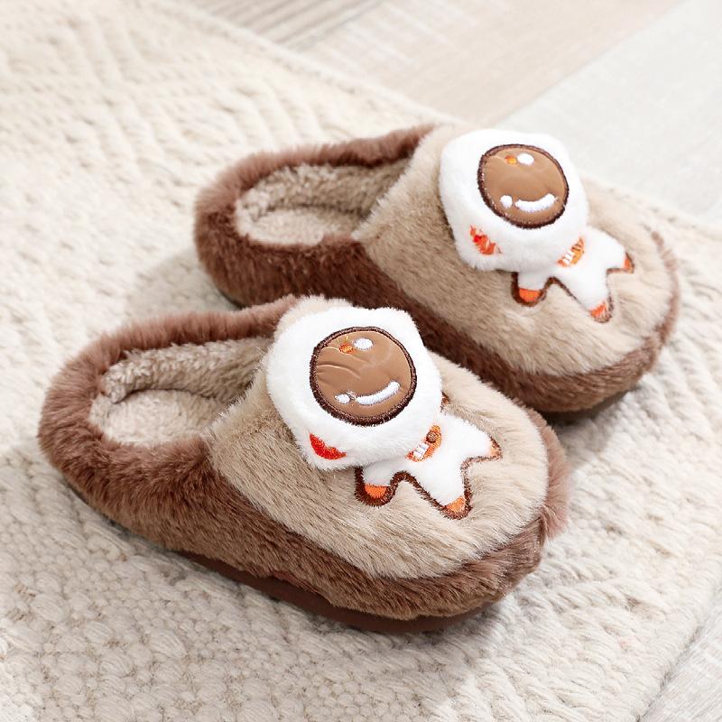 Зимние детские хлопковые тапочки для дома, теплые и нескользящие, милые мультяшные, мужские и женские хлопковые туфли удобные