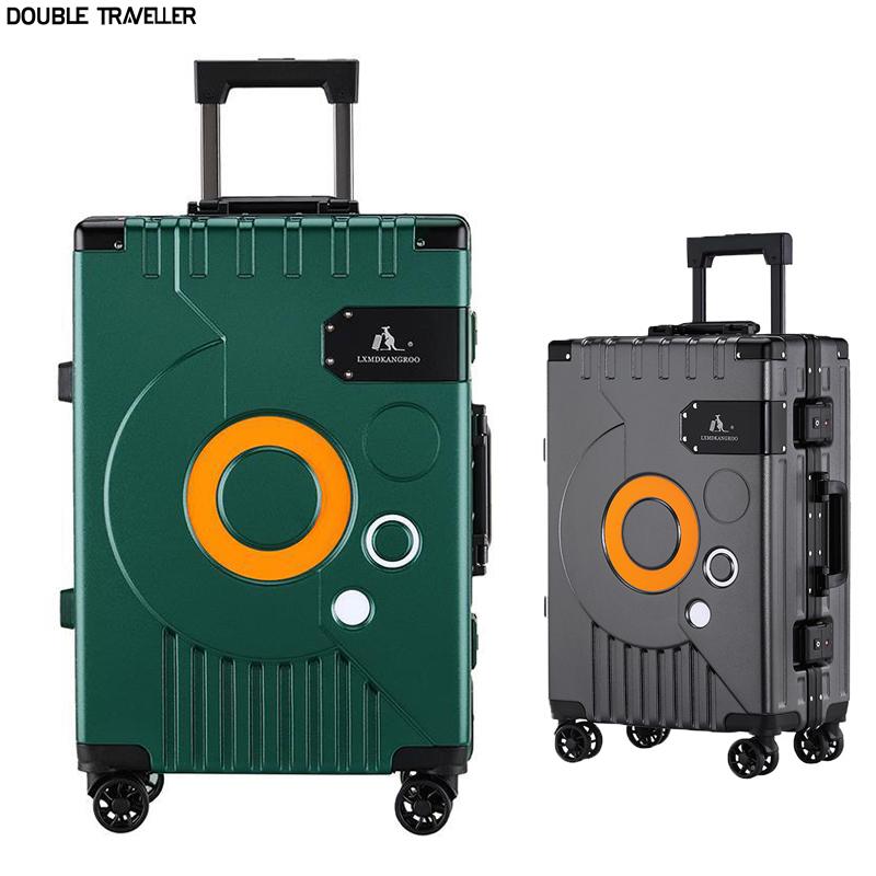 New Aluminum Frame Luggage Travel Fashion Trolley Case Universal Wheel Technology Luggage Luxury 20‘’ Carry On Cabin Suitcase