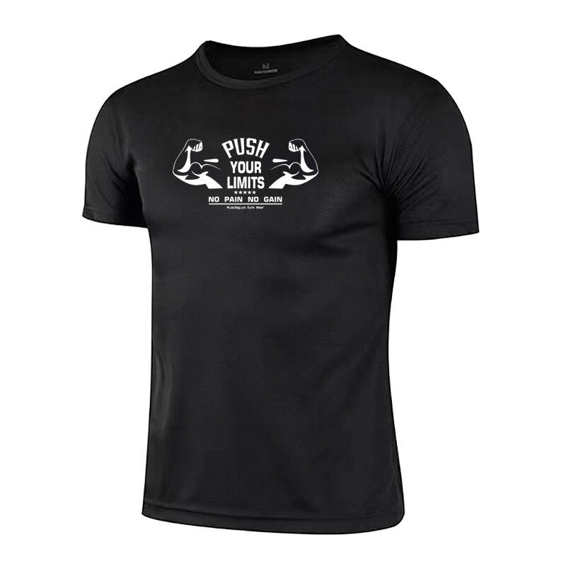 Мужская летняя быстросохнущая футболка из полиэстера с круглым вырезом для бега и фитнеса