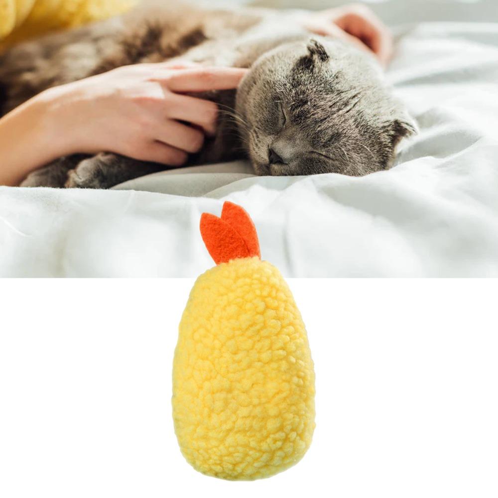 Bright Vivid Hue Squeaky Plush Toy Cartoon Shrimp Shape Interactive Pet Toy Home Entertainment