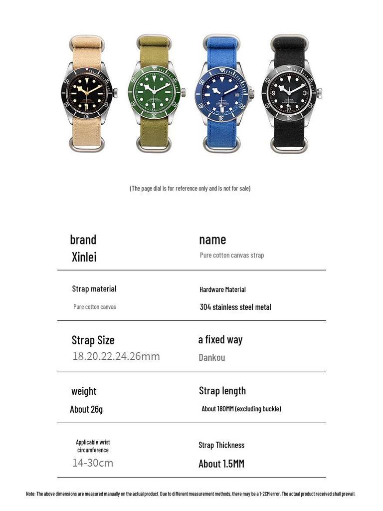 Vintage Military Green Nylon Watch Strap, 18/20/22/24mm