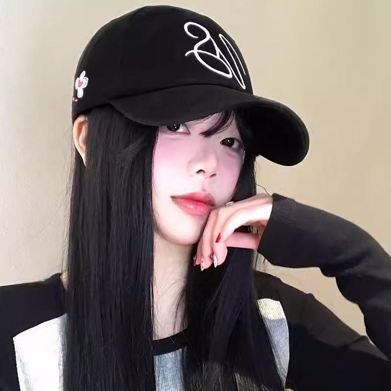 New product simple embroidery baseball cap women's big head circumference soft top spring and summer cap wide brim showing face small hat