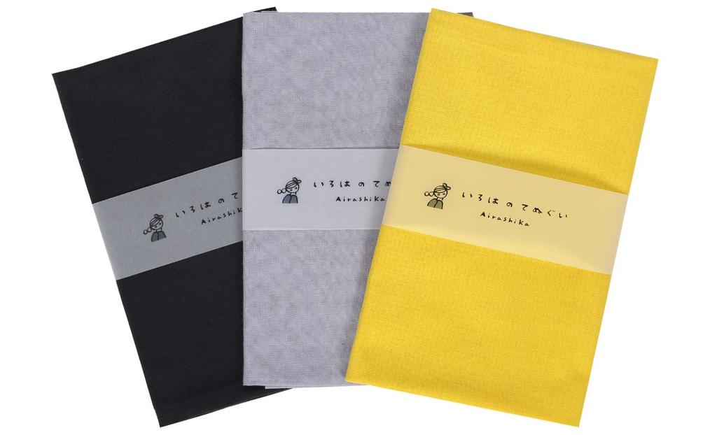 Iroha Colored Solid Tenugui Hand Set of Made In No Fray Prevention 90 X 33 Pattern C Towels, 3, 100% Cotton, Japan, Treatment, Cm,
