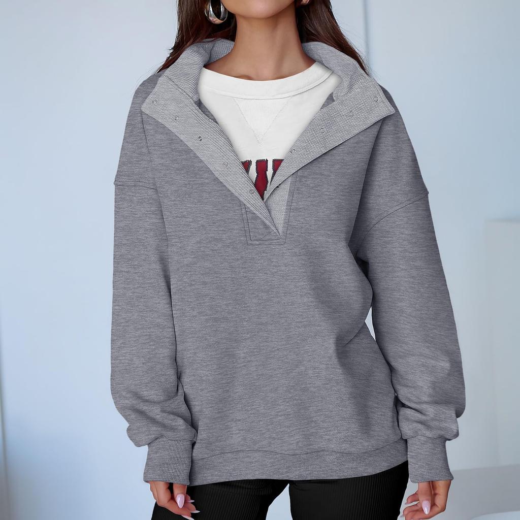 Женский модный пуловер с длинными рукавами и однотонный свитшот