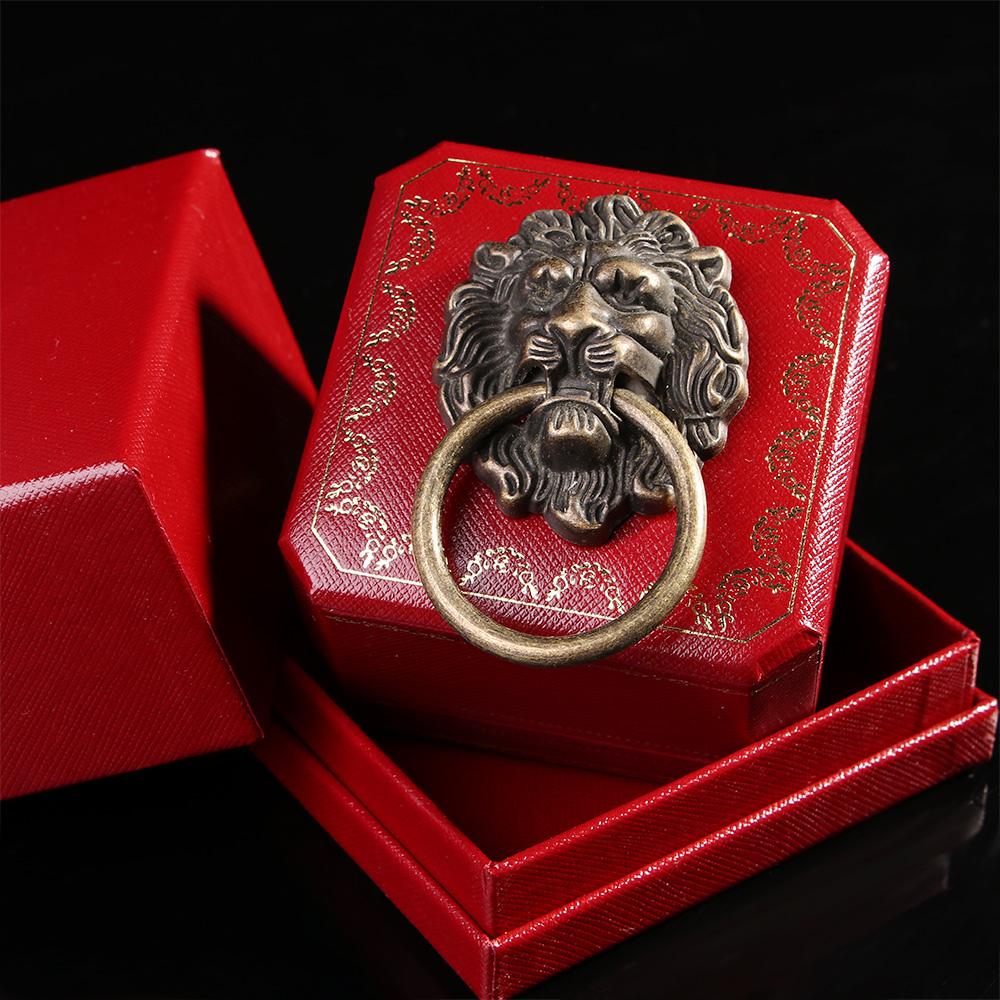 Прочная бронзовая ручка-кольцо для ящика дверного шкафа, ручка-ручка в виде античной головы льва