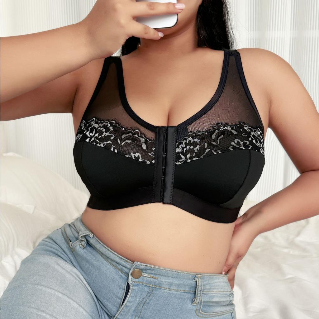 Тонкое сексуальное нижнее белье сетка контроль груди спортивный жилет вышитый узор большая грудь маленький бюстгальтер