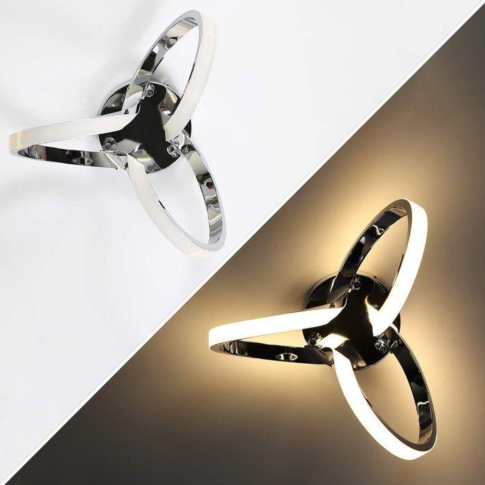Plafonnier LED - NETTLIFE - Ø31cm - 19W - Blanc chaud 3000K - Métal gris