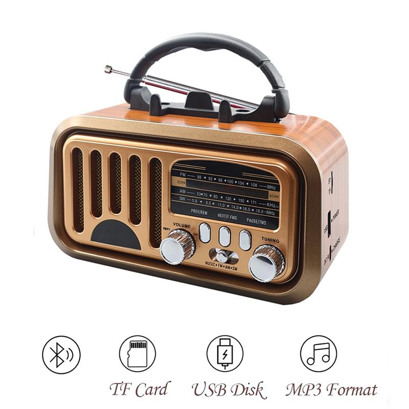 B03B-Винтажное Ретро Портативное FM AM SW Радио, Беспроводной Bluetooth Динамик, TF Карта и USB MP3 Музыкальный Плеер
