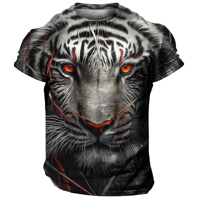 Летняя футболка для мужчин с принтом животных и волков, повседневная одежда с коротким рукавом, модная уличная футболка с круглым вырезом, свободные мужские футболки