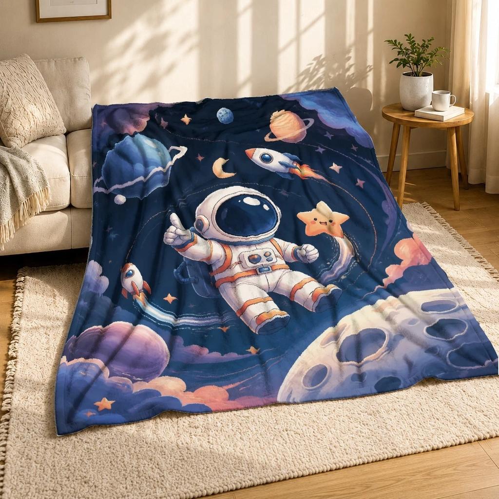 Cartoon Astronaut Space Coral Fleece Blanket