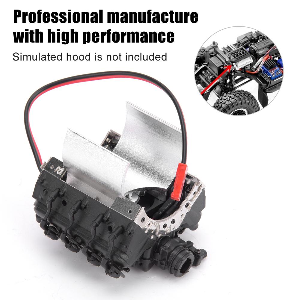 V8 1 10 RC Simulation Engine Cover Cooler Motor Fan Universal Accessory for Trx4 Scx10 scx10IIBlack