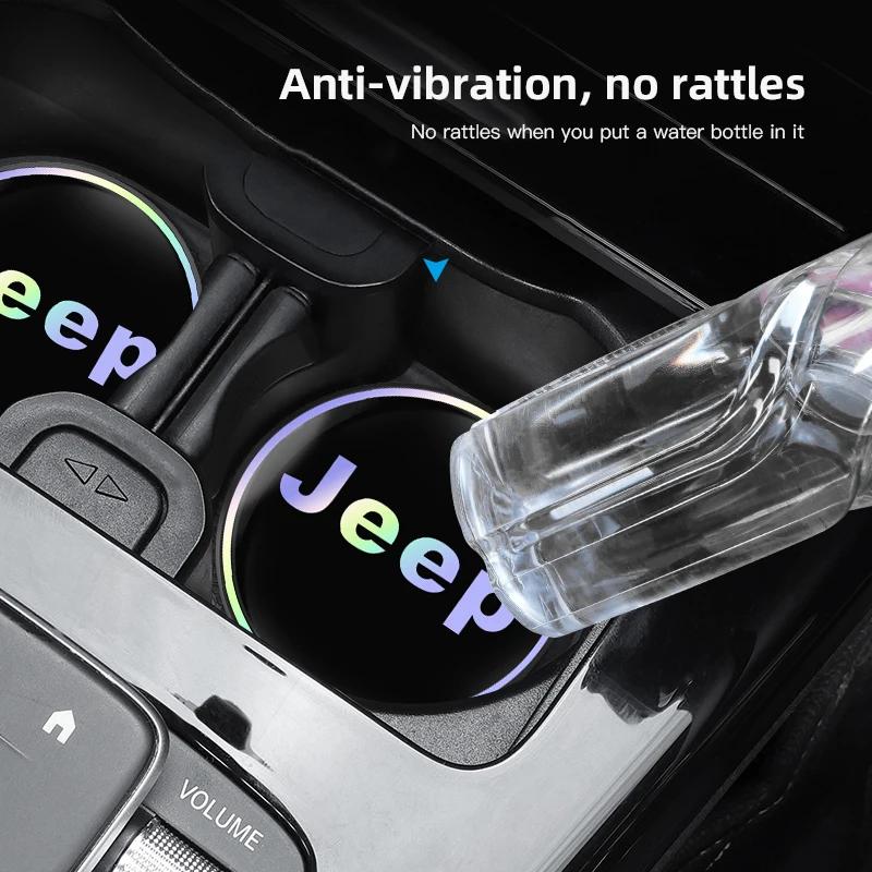 For Jeep 2Pcs Car Water Cup Mat Auto Interior Storage Pad Accessories For Jeep Renegade Compass Grand Cherokee Wrangler Patri