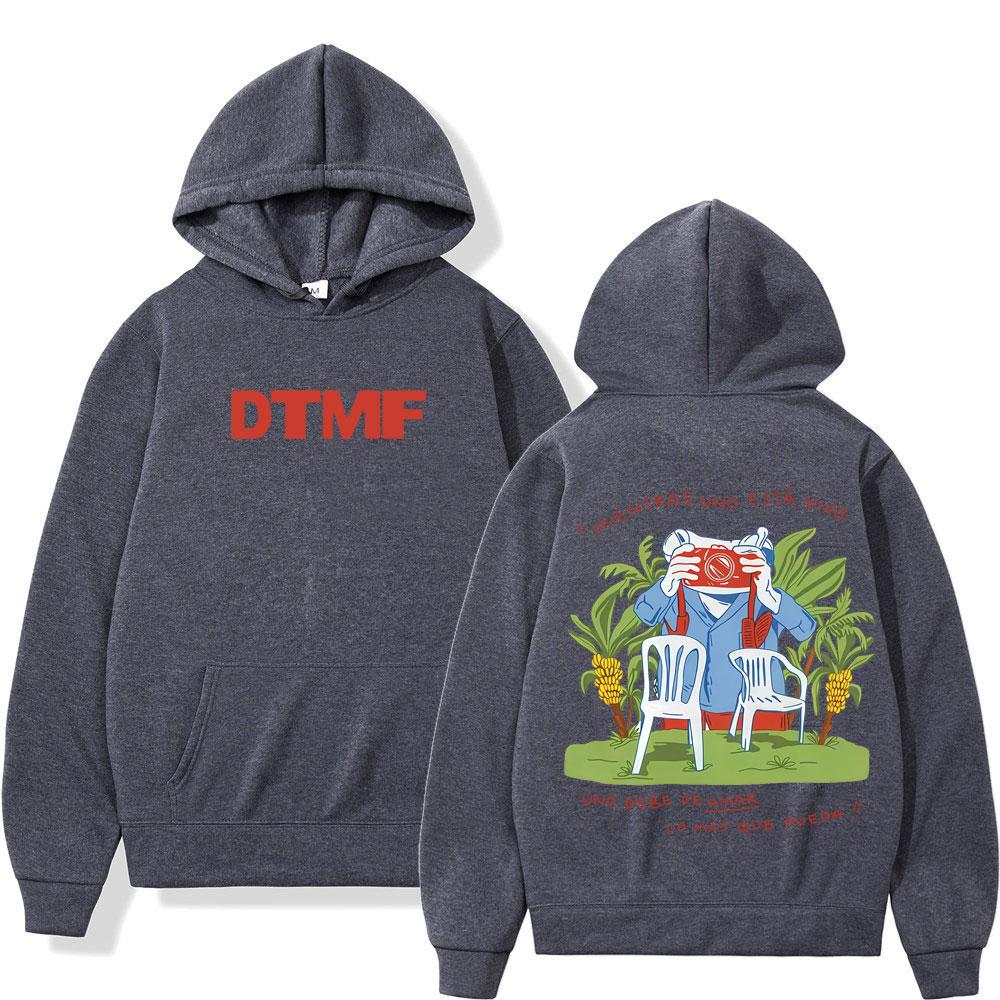 Худи с принтом тура рэпера Bad Bunny Мужское Женское Хип-хоп Оверсайз Свитшот Осень Зима Модный Пуловер