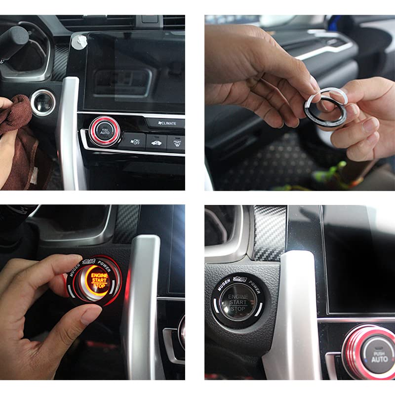 Onami CIV62-R Honda Civic Engine Start Ring Interior Panel Interior Parts Accessories Honda 10th Generation CIVIC FC1/FK7 Aluminum 1P (Red)