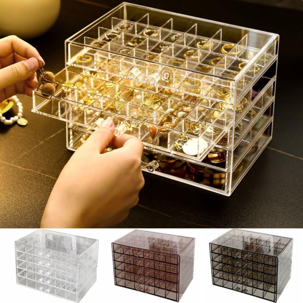 Acrylic Jewelry Storage Box Drawer Style Nail Art Organizer Box Jewelry Sorting Box Bathroom