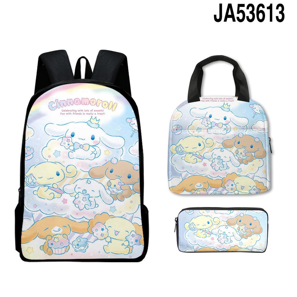 Cartoon Cinna Moroll Backpack Student School Bag Lunch Bag Pencil Bag Three-Piece Set