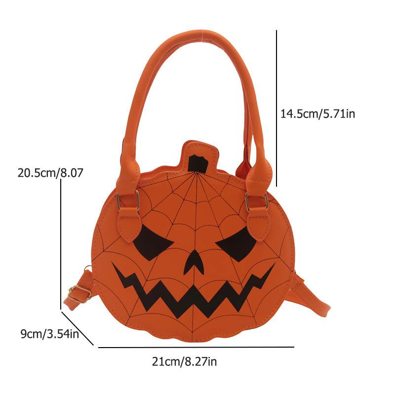 Halloween Single-shoulder Bag Color-blocking Hand-held Women's Bag Simple PU Leather Crossbody Pumpkin Bag CLE