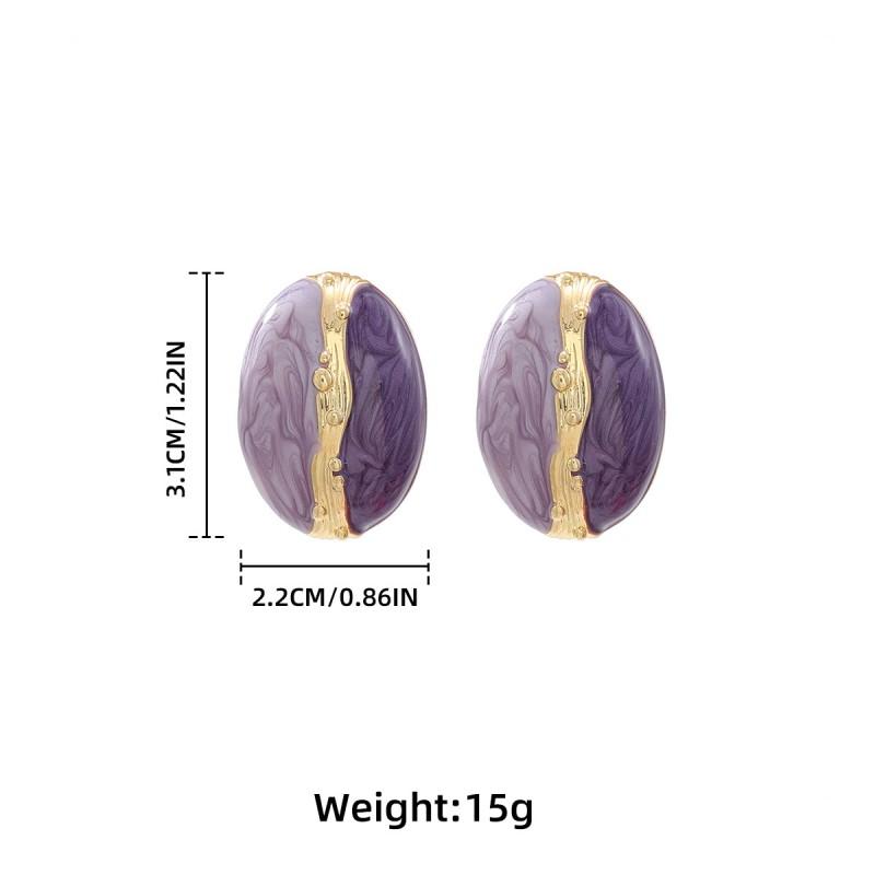 Minimalist Geometric Round Stud Earrings Women Alloy Drop Painted Design Fashion OL Style 2025