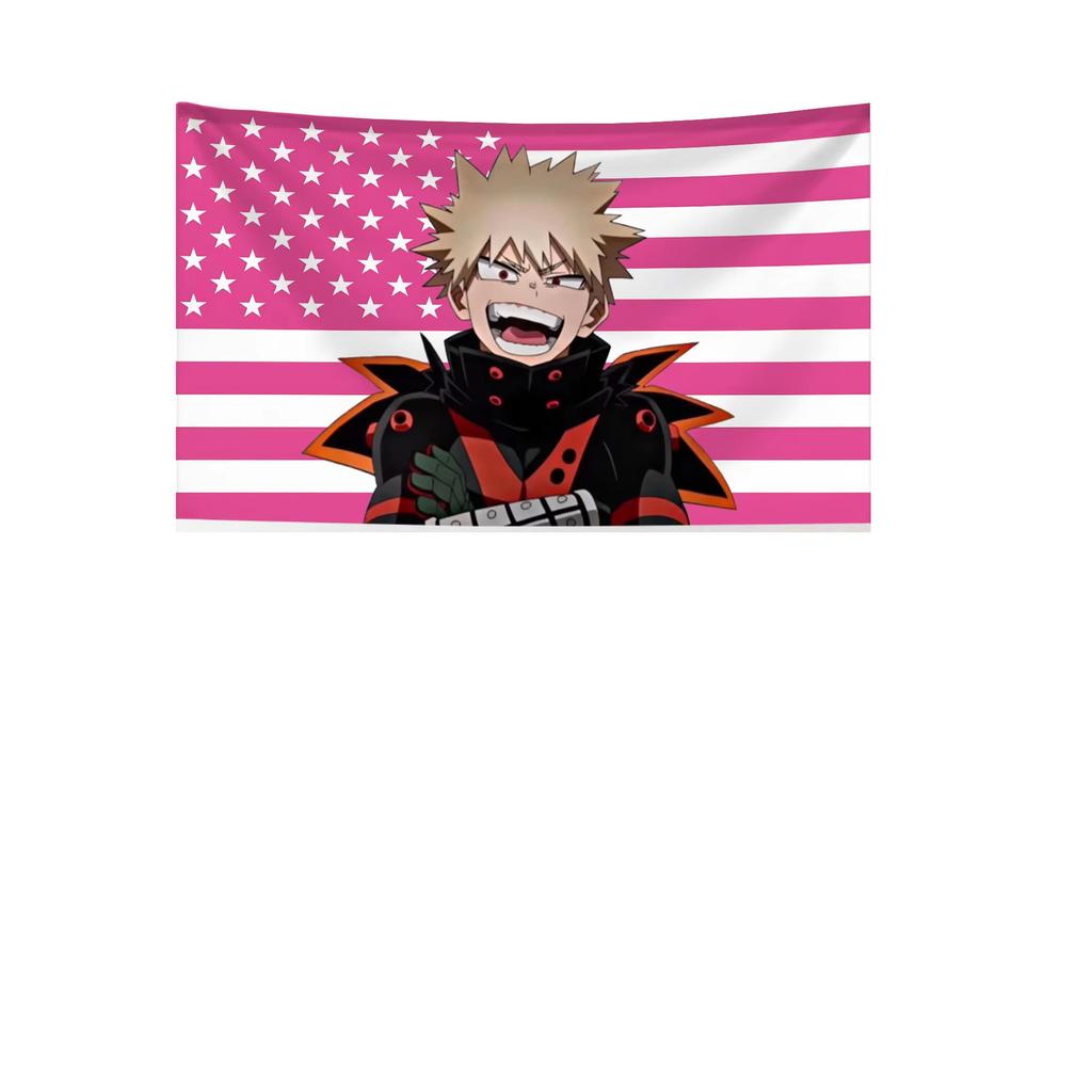 Fun Bakugo Katsuki Flag Tapestry Home Decor with Unique Design Y2K Style Wall Banner for Bedroom Indoor Outdoor Decoration