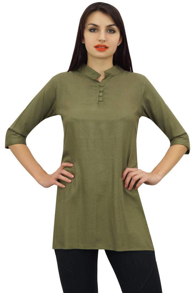 Phagun Женская черная хлопковая модальная блузка с рукавами 3-4 на пуговицах, верхняя часть рубашки -