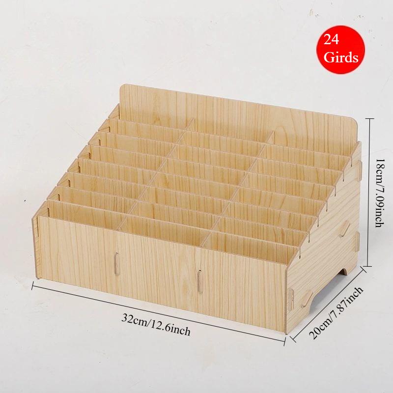 12/24-Grid Mobile Phone Storage Box Wood Multifunctional Holder Desktop Organizer for Office Classroom Phone Management