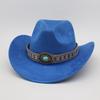 Мужские и женские джазовые шляпы с загнутыми полями, Западно-ковбойские шляпы для прерий, Европейские и американские трансграничные горячие продажи Тибетские цилиндры, Бирюзовый