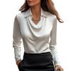 Satin Women Shirt Vintage Long Sleeve Blouse Silk Elegant Womens Tops Commuting White Shirt Autumn Female Clothing
