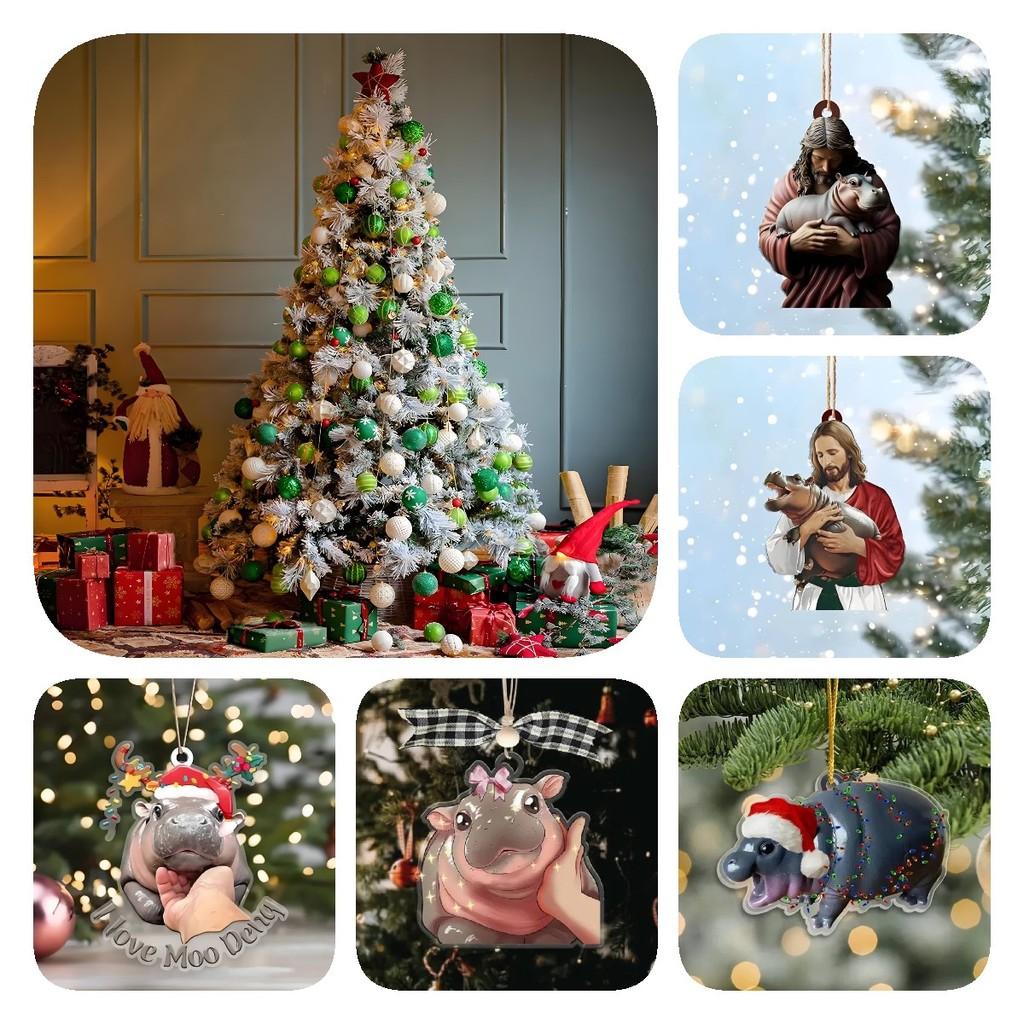 Очаровательный Бегемотик Му Му Рождественский Подарок И Милое Украшение на Елку для Праздничного Настроения