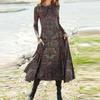 Women's Fashion Casual Printed Round Neck Pullover Slim Fitting Long Sleeve Dress
