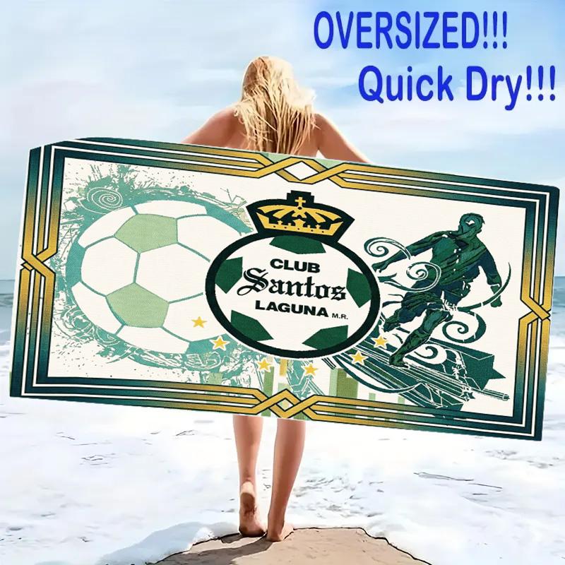 Santos Laguna Print Beach Towel, Large Soft Quick Dry Towel for Beach Camping Swimming