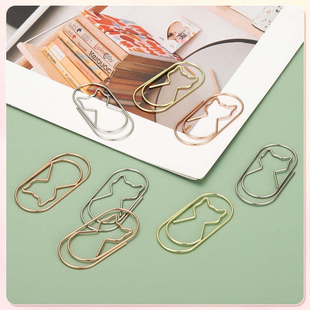 20/50/100Pcs Cat Shape Paper Clip Metal Cute Small Paper Clamp Clips for Office Supplies Craft Scrapbook Document Note Sorting