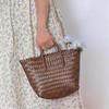 Summer Straw Basket Women Rattan Beach Bag Braided Handmade Handbag Vegetable Basket Tote Bag Vacation Handle Bag