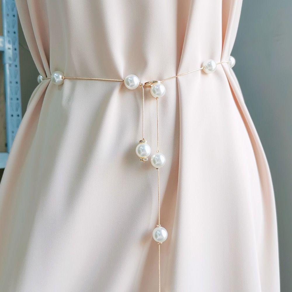 Skirt Pearl Waist Chain Women's Elegant Pearl Belt Dress Waist Chain Ladies Decorative Jewelry